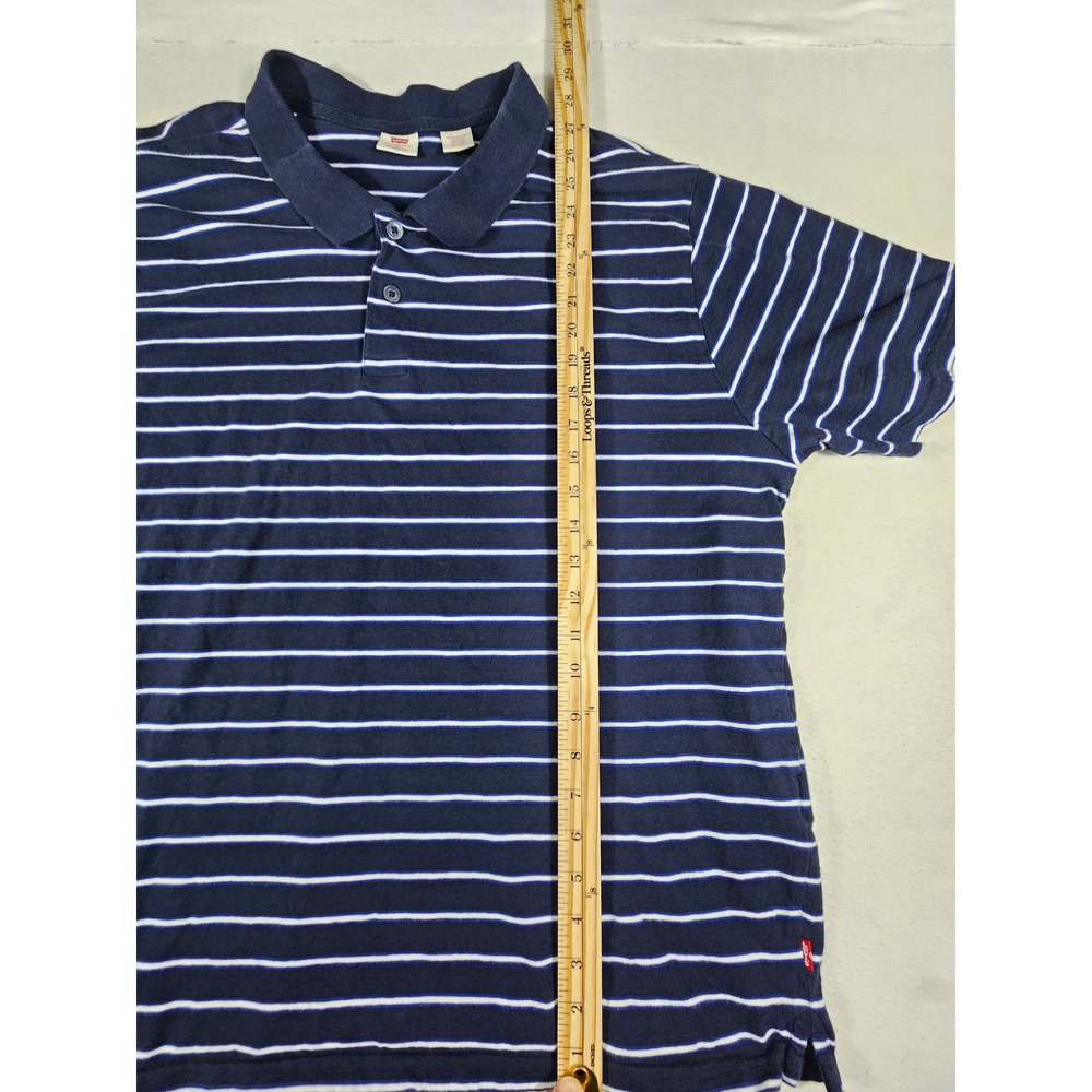 Levis Mens XXL Relaxed Fit Striped Polo Shirt Navy Blue White‎ 00308-0000 - Picture 4 of 10